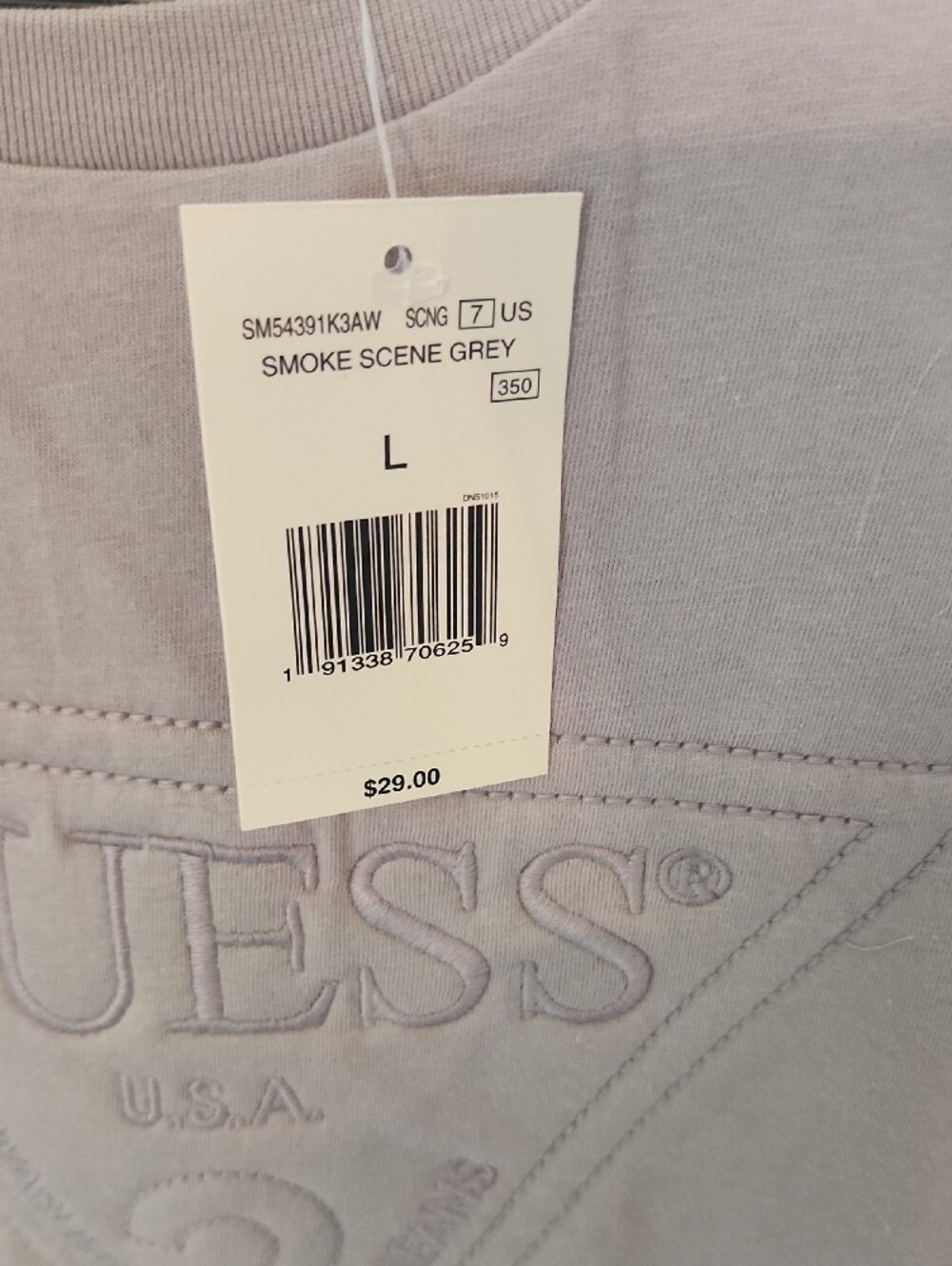 GUESS Men’s Embroidered Logo Tee in SMOKE SCENE GREY - Picture 3 of 6